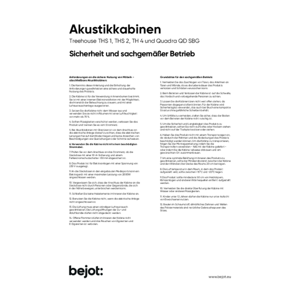 Akustik Kabinen - Betriebsanleitung